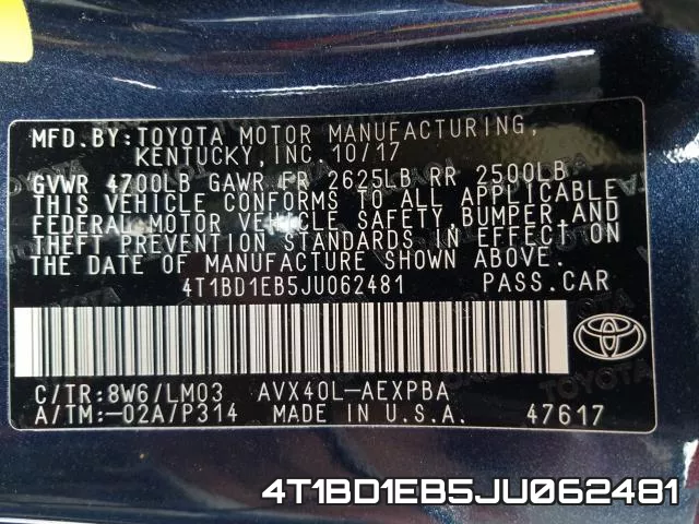 4T1BD1EB5JU062481 фото 2