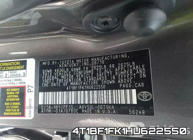 4T1BF1FK1HU622550 фото 10