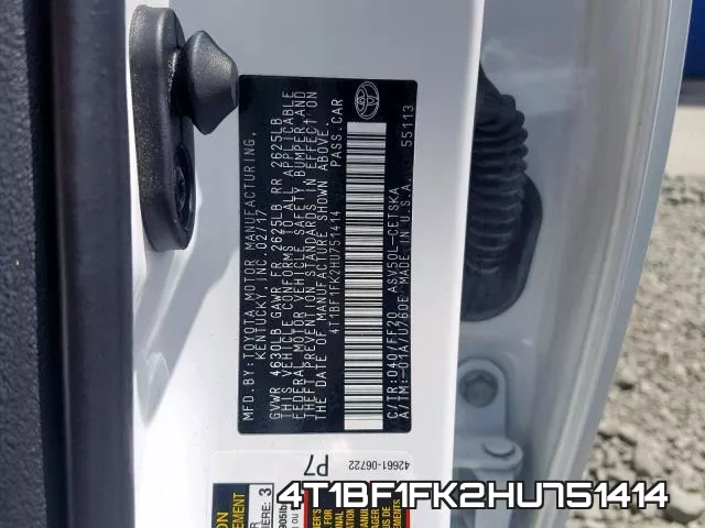 4T1BF1FK2HU751414 фото 2
