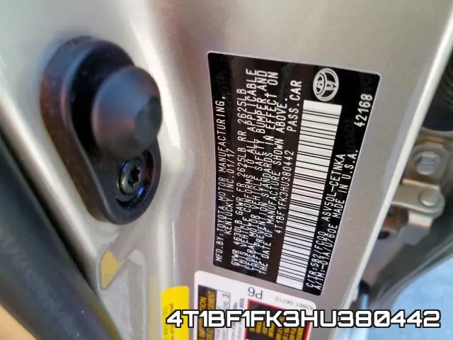 4T1BF1FK3HU380442 фото 2