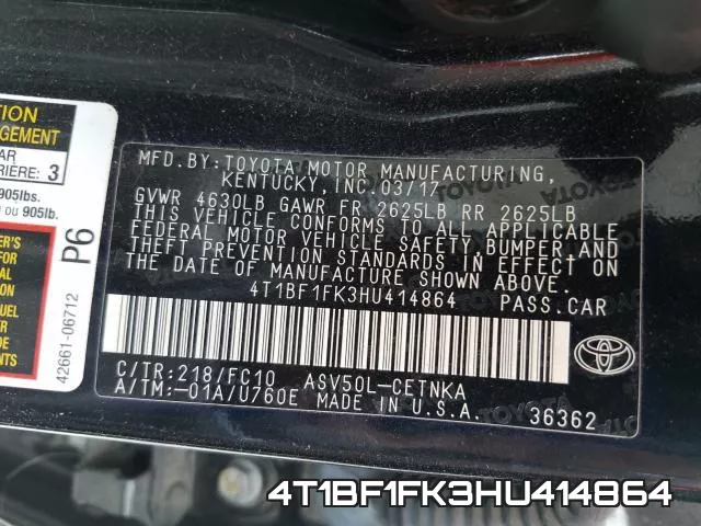 4T1BF1FK3HU414864 фото 2