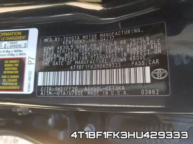 4T1BF1FK3HU429333 фото 2