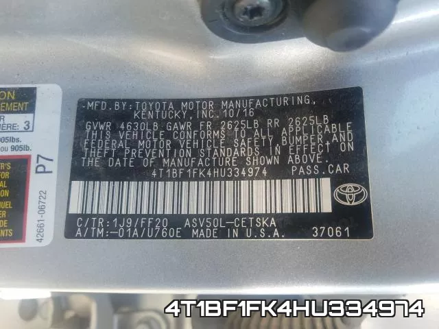 4T1BF1FK4HU334974 фото 2