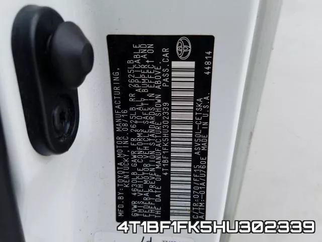 4T1BF1FK5HU302339 фото 2