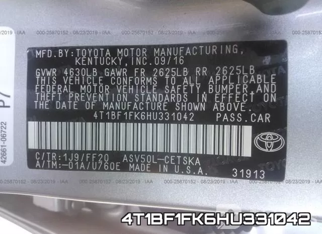 4T1BF1FK6HU331042 фото 10