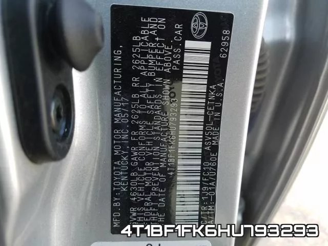 4T1BF1FK6HU793293 фото 2