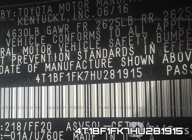 4T1BF1FK7HU281915 фото 10