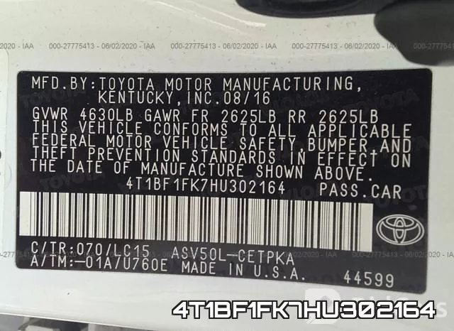 4T1BF1FK7HU302164 фото 10