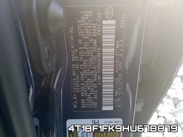 4T1BF1FK9HU678879 фото 2