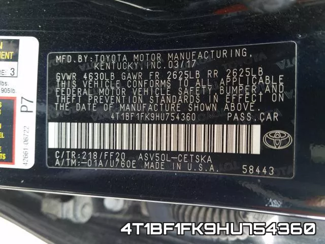 4T1BF1FK9HU754360 фото 2