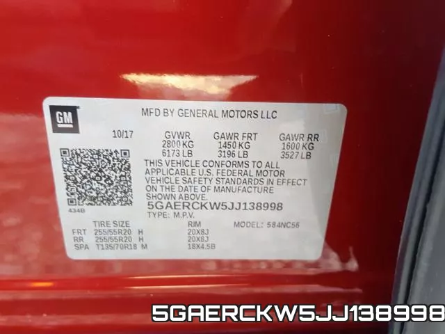 5GAERCKW5JJ138998 фото 2