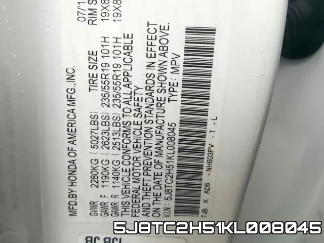 5J8TC2H51KL008045 фото 2