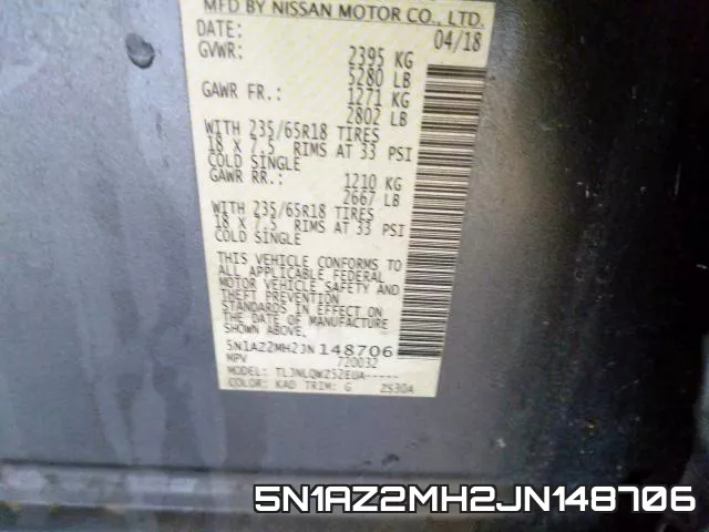 5N1AZ2MH2JN148706 фото 2