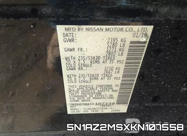 5N1AZ2MSXKN107558 фото 10