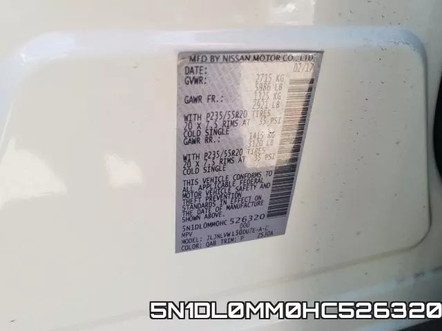 5N1DL0MM0HC526320 фото 2