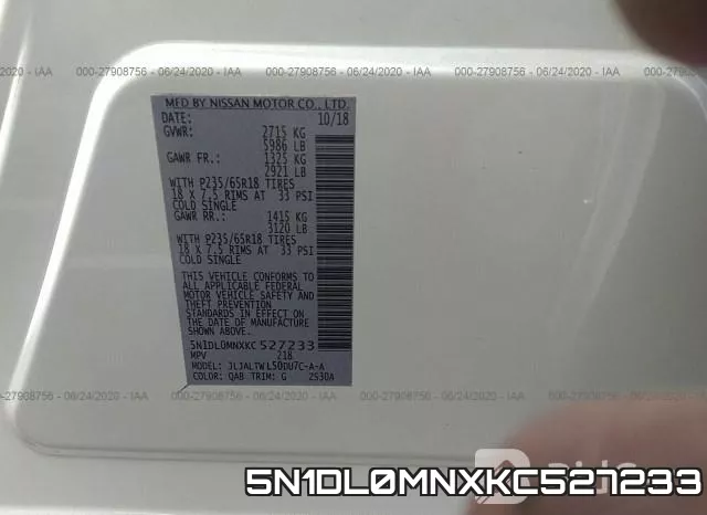5N1DL0MNXKC527233 фото 10