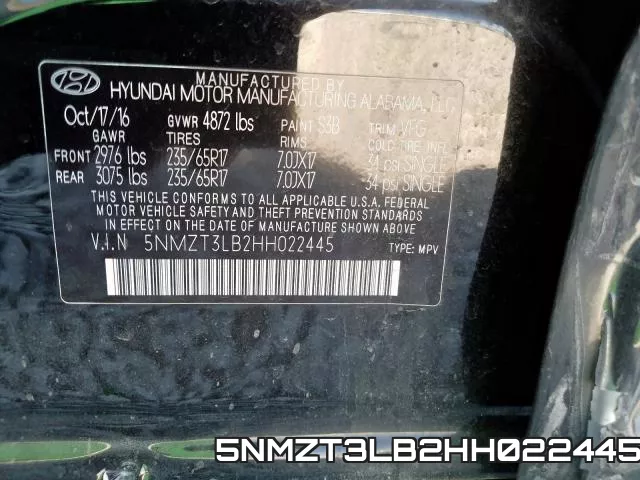 5NMZT3LB2HH022445 фото 2