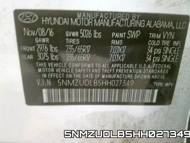 5NMZUDLB5HH027349 фото 2