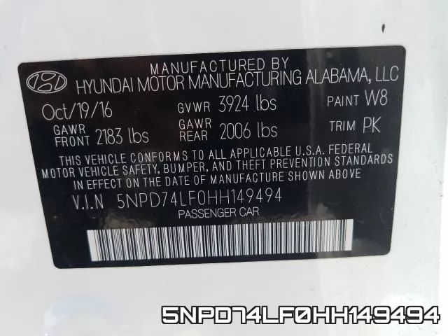 5NPD74LF0HH149494 фото 2