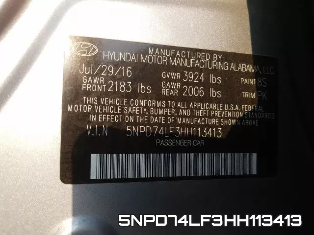 5NPD74LF3HH113413 фото 2