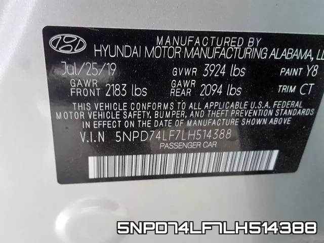 5NPD74LF7LH514388 фото 2