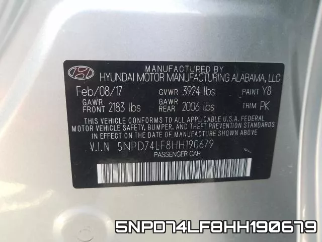5NPD74LF8HH190679 фото 2