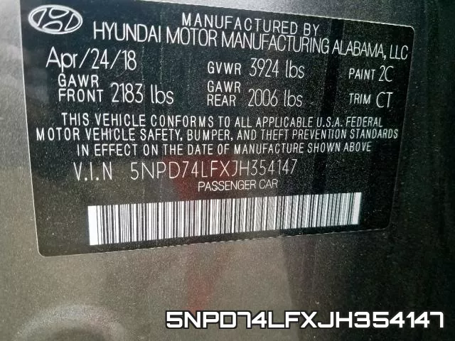5NPD74LFXJH354147 фото 2