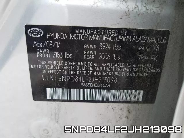 5NPD84LF2JH213098 фото 2