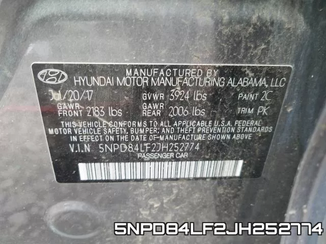 5NPD84LF2JH252774 фото 2