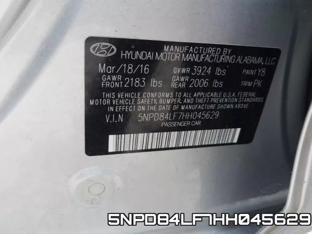 5NPD84LF7HH045629 фото 2