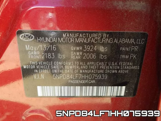 5NPD84LF7HH075939 фото 2