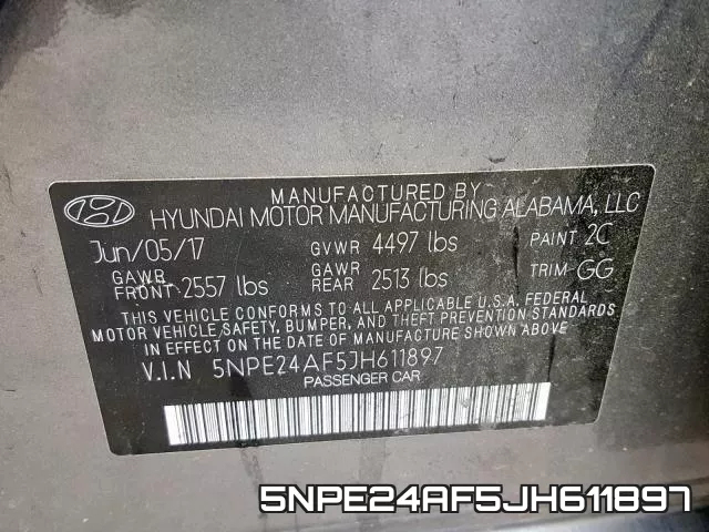 5NPE24AF5JH611897 фото 2