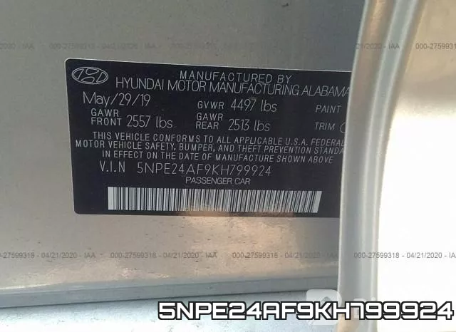 5NPE24AF9KH799924 фото 10