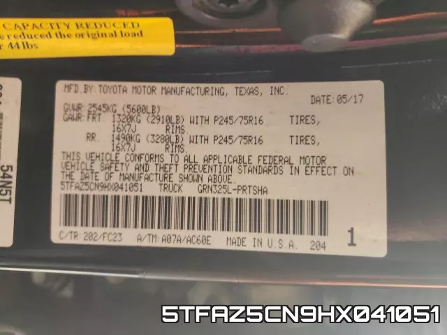 5TFAZ5CN9HX041051 фото 2