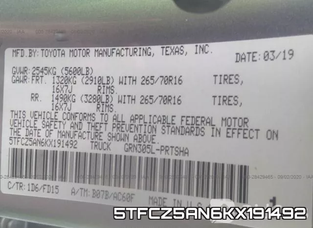 5TFCZ5AN6KX191492 фото 10