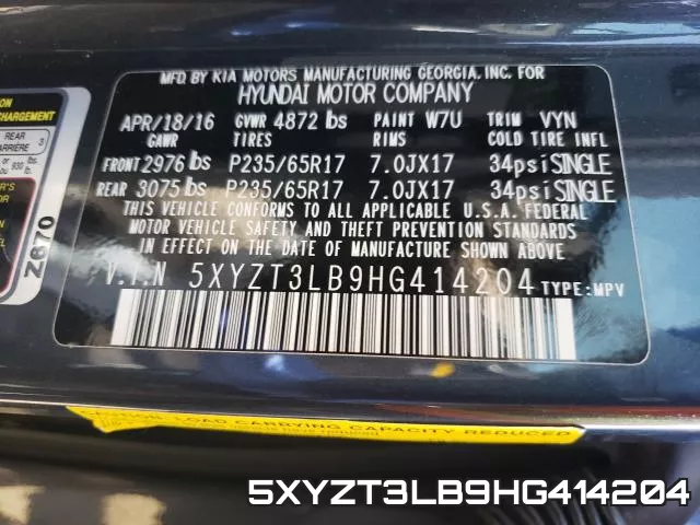 5XYZT3LB9HG414204 фото 2