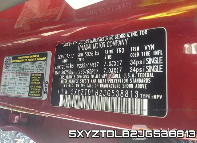 5XYZTDLB2JG538813 фото 10