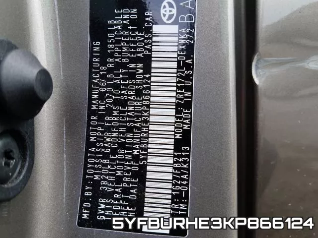 5YFBURHE3KP866124 фото 2