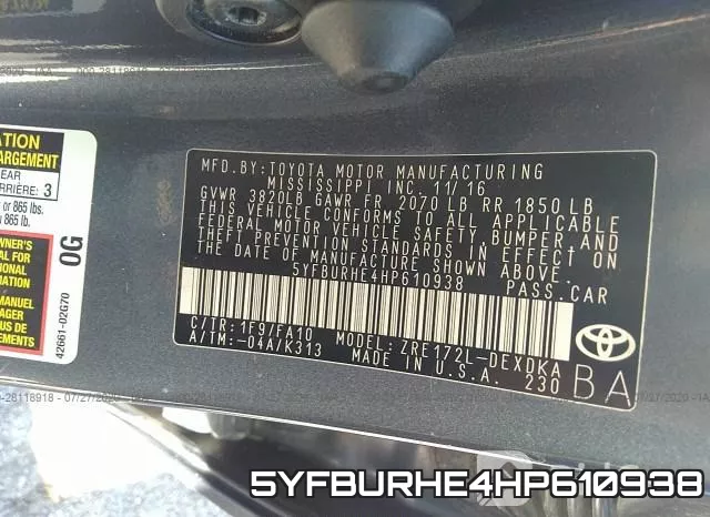 5YFBURHE4HP610938 фото 10