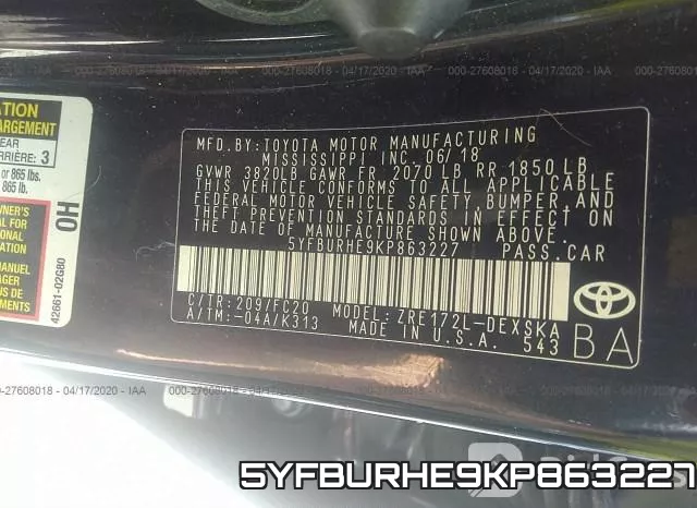 5YFBURHE9KP863227 фото 10