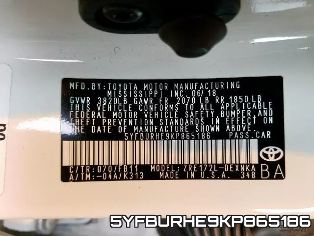 5YFBURHE9KP865186 фото 2