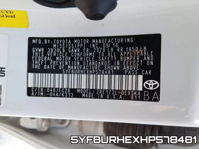 5YFBURHEXHP578481 фото 2