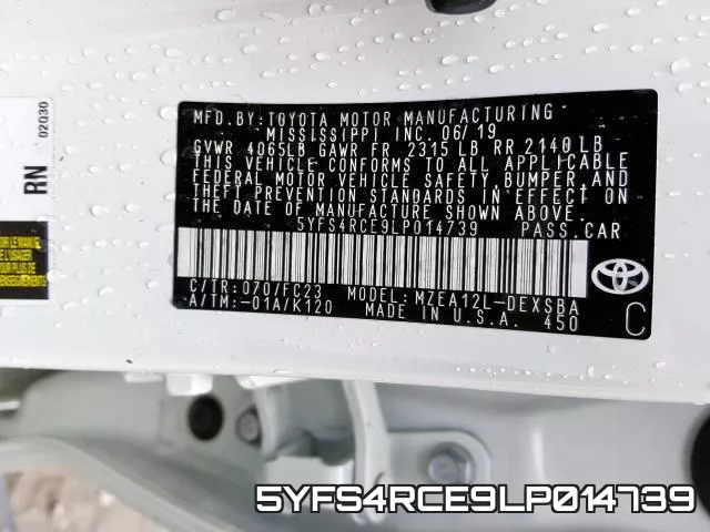 5YFS4RCE9LP014739 фото 2