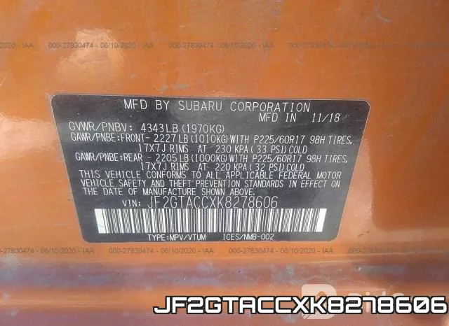 JF2GTACCXK8278606 фото 10