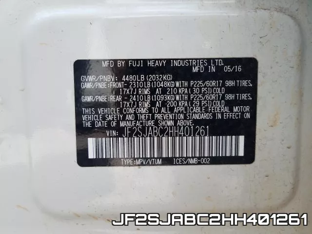 JF2SJABC2HH401261 фото 2