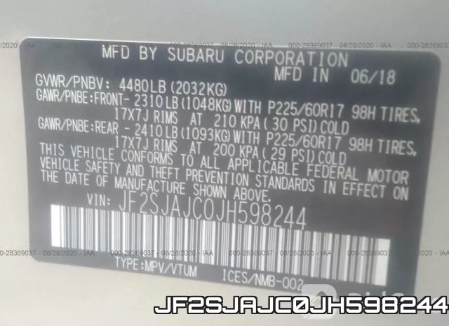 JF2SJAJC0JH598244 фото 10
