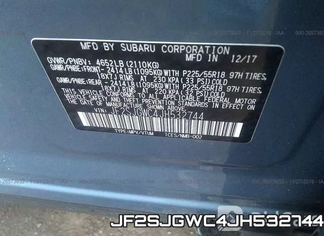 JF2SJGWC4JH532744 фото 10