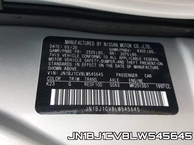 JN1BJ1CV8LW545645 фото 2