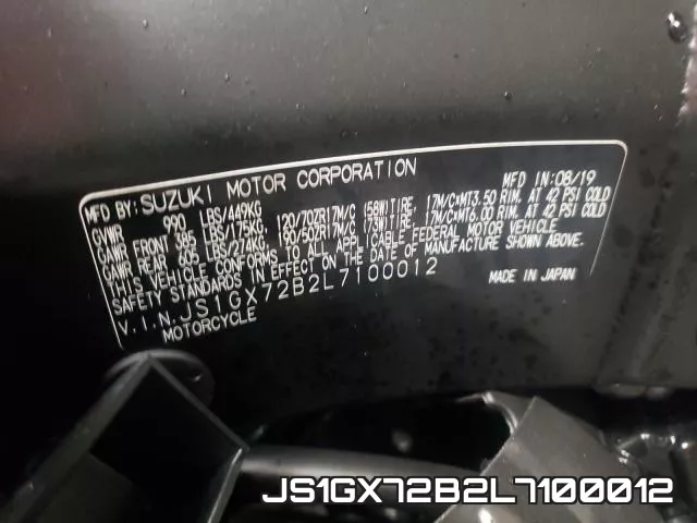 JS1GX72B2L7100012 фото 2