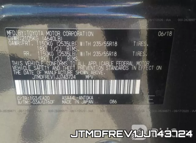 JTMDFREV1JJ743724 фото 10